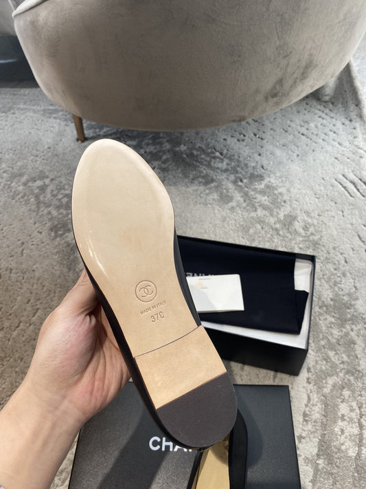 BALLET FLATS BLACK LIGHT GOLD LAMBSKIN - 35