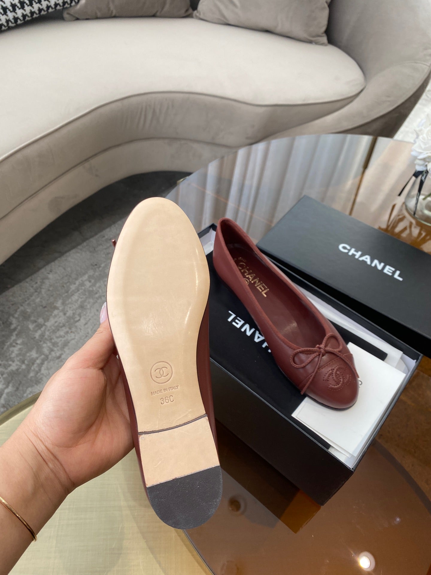 BALLET FLATS BURGUNDY LAMBSKIN - 35