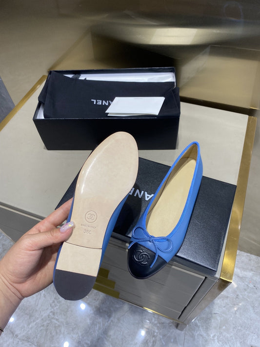BALLET FLATS BLUE BLACK LAMBSKIN - 35