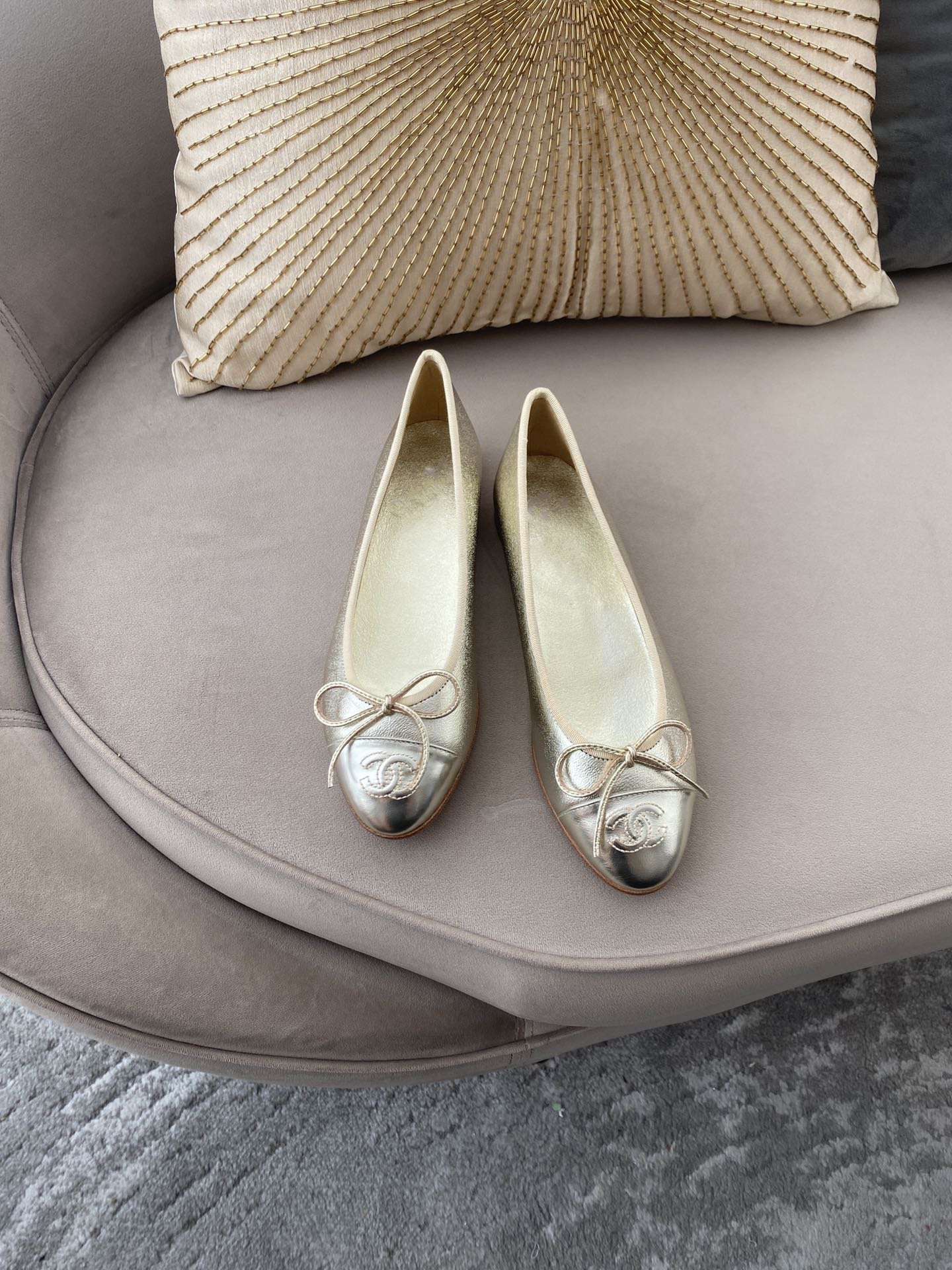 BALLET FLATS LIGHT GOLD LAMBSKIN - 35