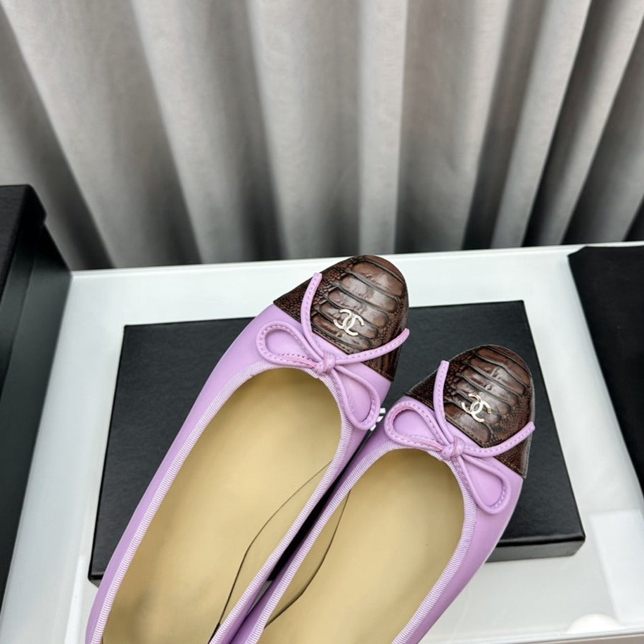 ballet flats pink brown lambskin - 35