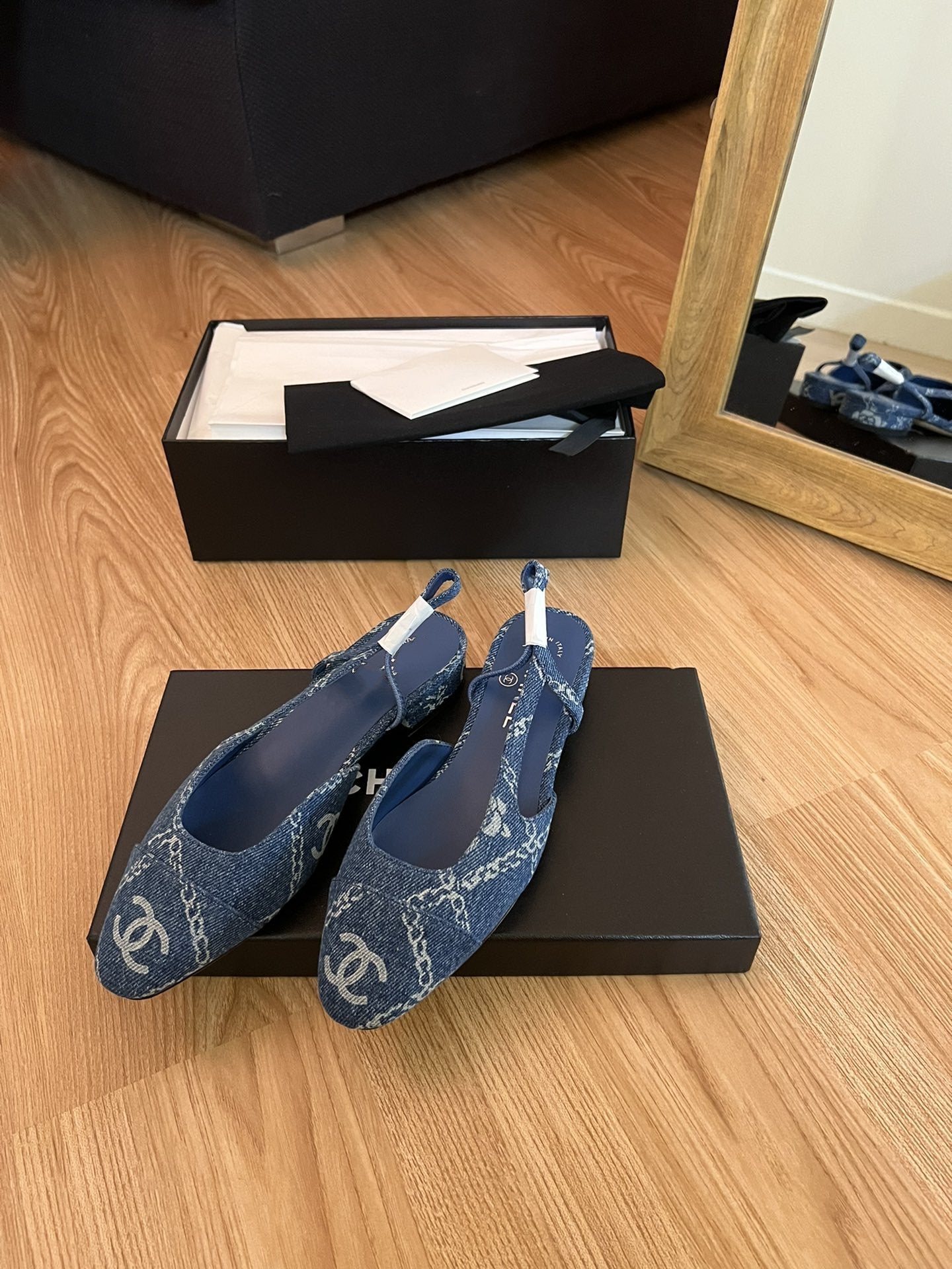 slingbacks blue denim - 35