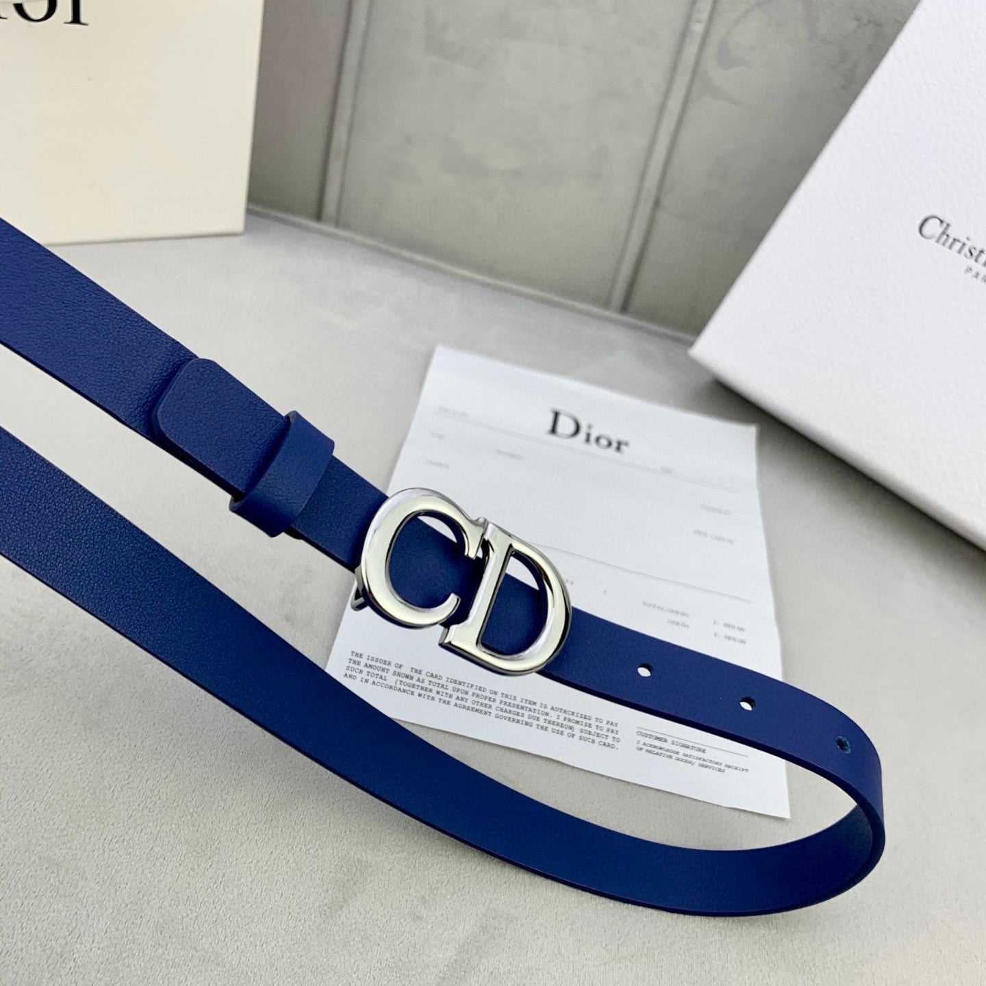 DIOR 25S BELT 20 MM IN NAVY BLUE CALFSKIN WITH SILVER HARDWARE 590778 - 30