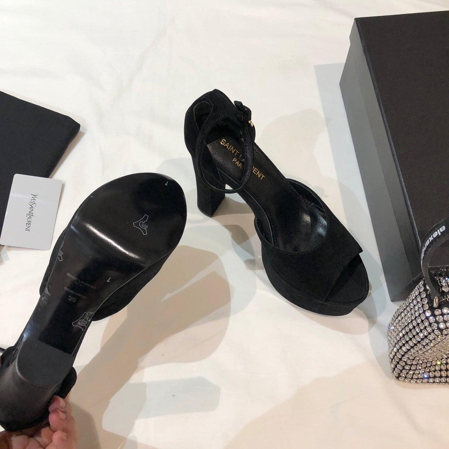 SL JODIE 135 PLATFORM SANDALS BLACK SUEDE - 34