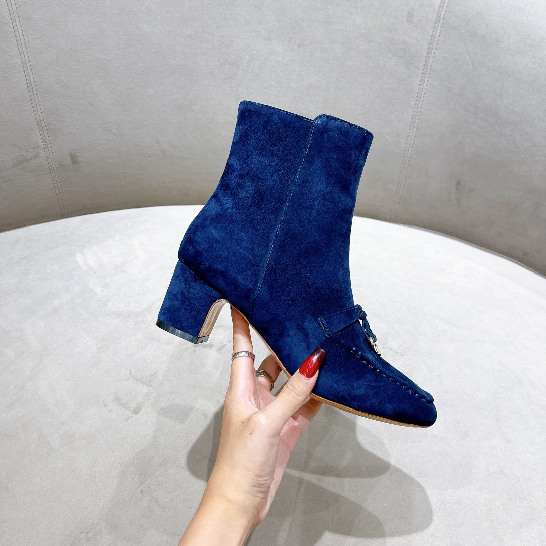 LP CHARMS ANKLE BOOTS METAL LOCK COBALT SUEDE - 35