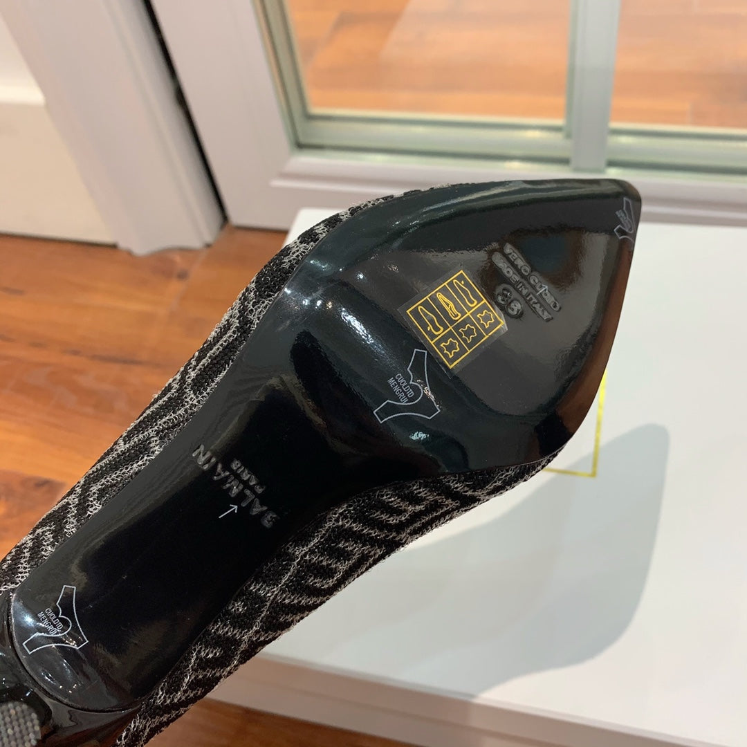 ЧЕРЕВИКИ BALMAIN 26S 105 ММ ЧОРНОГО КОЛЬОРУ З ТКАНИНИ В СТИЛІ FLYKNIT СТИЛЬ 19