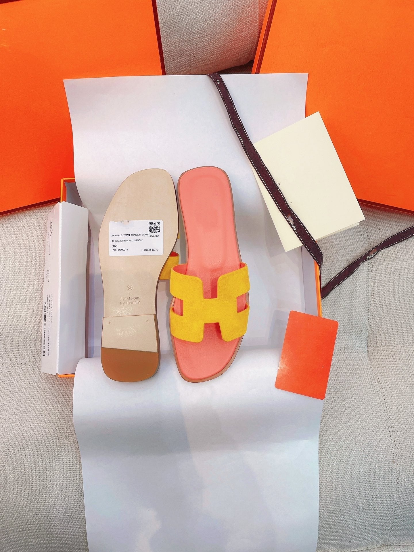 0ran Sandal Light Pink/Yellow Suede - 35
