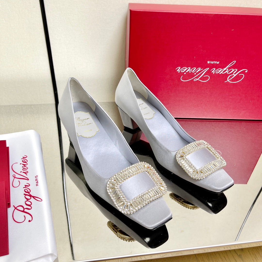 BELLE VIVIER PUMPS IN PLATINUM SILK - 34