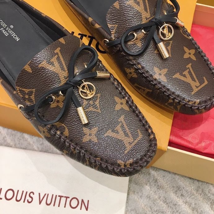 LV WOMEN'S EASY MULE IN CHOCOLATE BROWN MONOGRAM CALFSKIN - 35