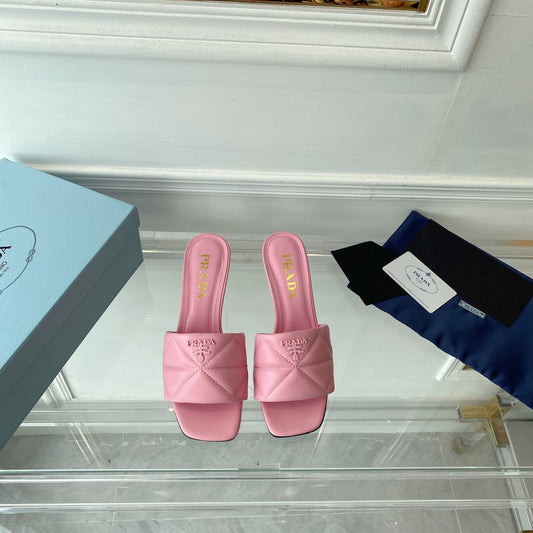 Босоніжки на підборах PRA QUILTED HIGH HEELS 65 РОЖЕВА ОВЕЧА ШКІРА - 35