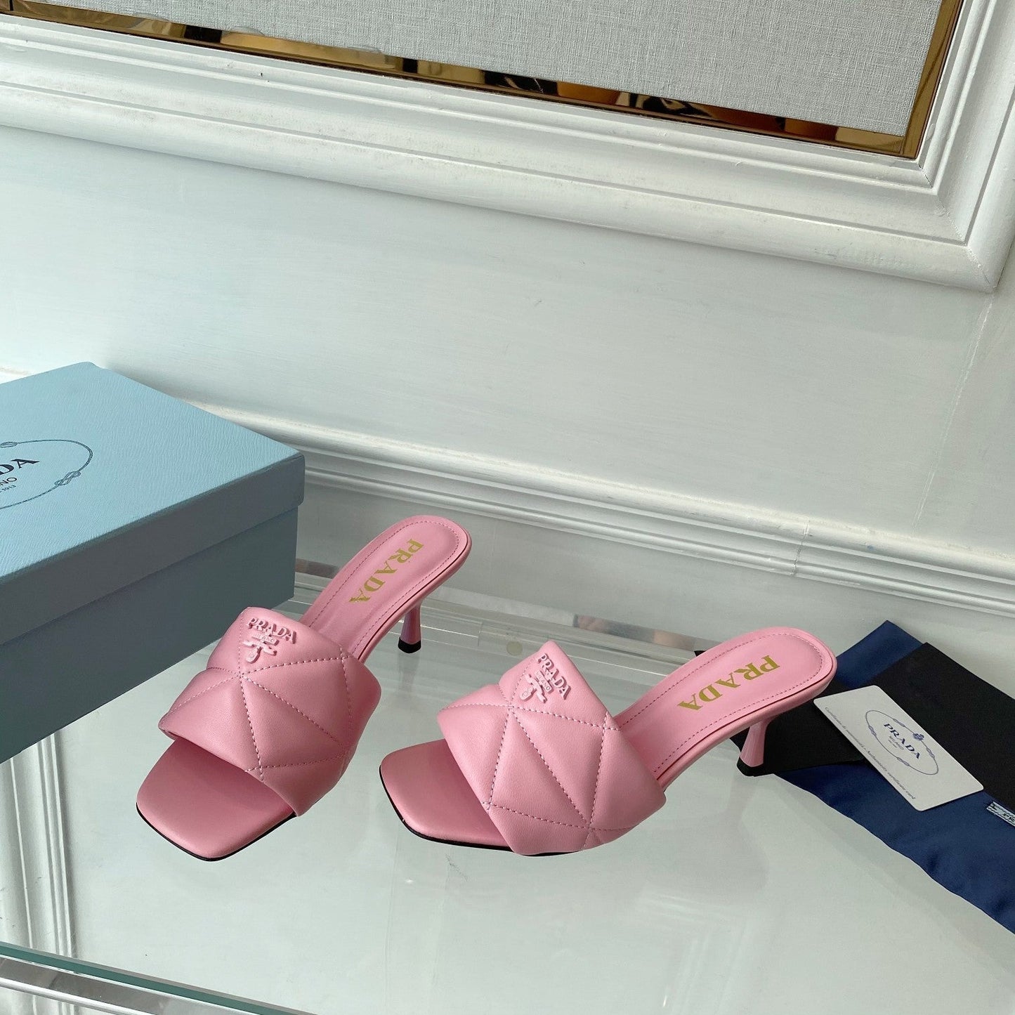 Pra Heeled Sandal 65 Pointed Sole Quilted Pink Leather - 35