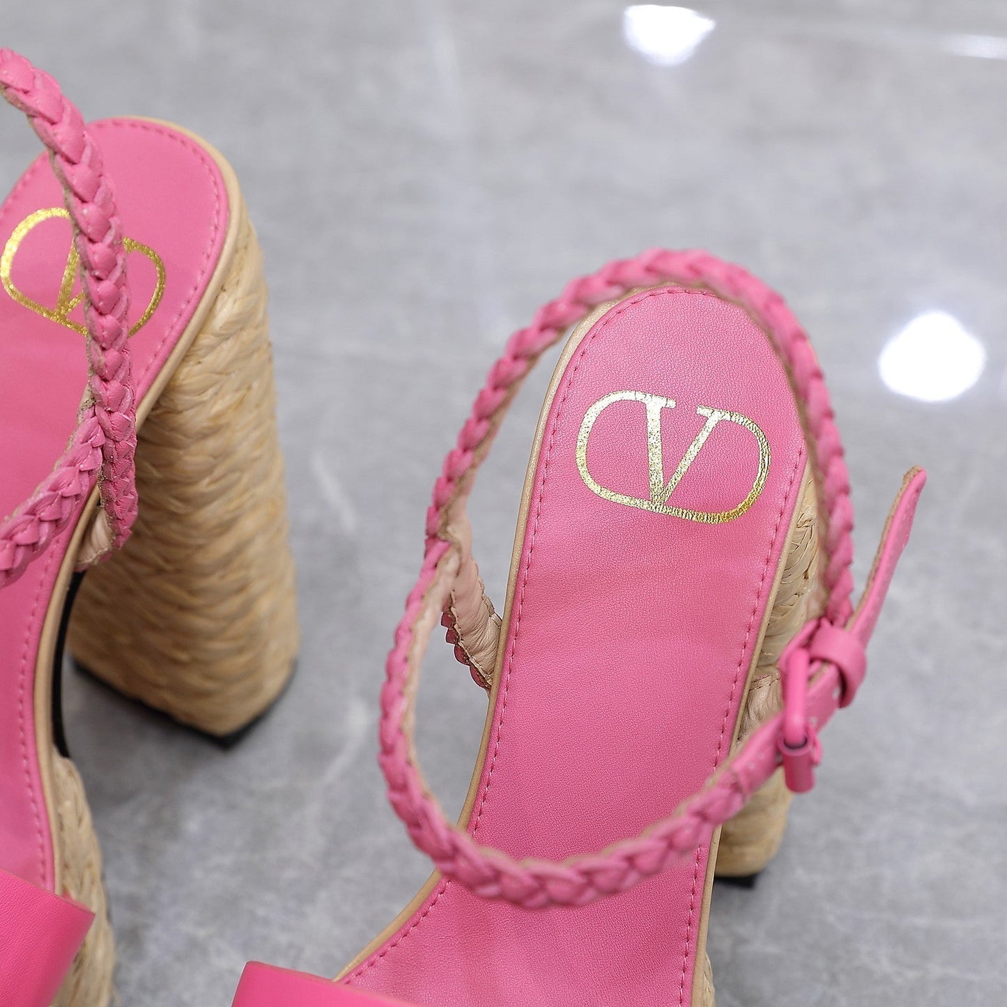 VLTN ESPADRILLE WEDGE SANDALS 25S 130 MM IN PINK LAMBSKIN - 35