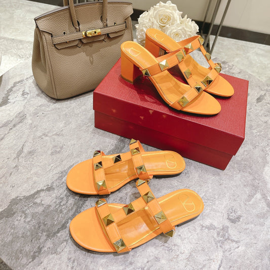 ШКІРЯНІ ШЛЬОПАНЦІ ROMAN STUD MANGO ОРАНЖЕВОГО КОЛЬОРУ 60 ММ - 34