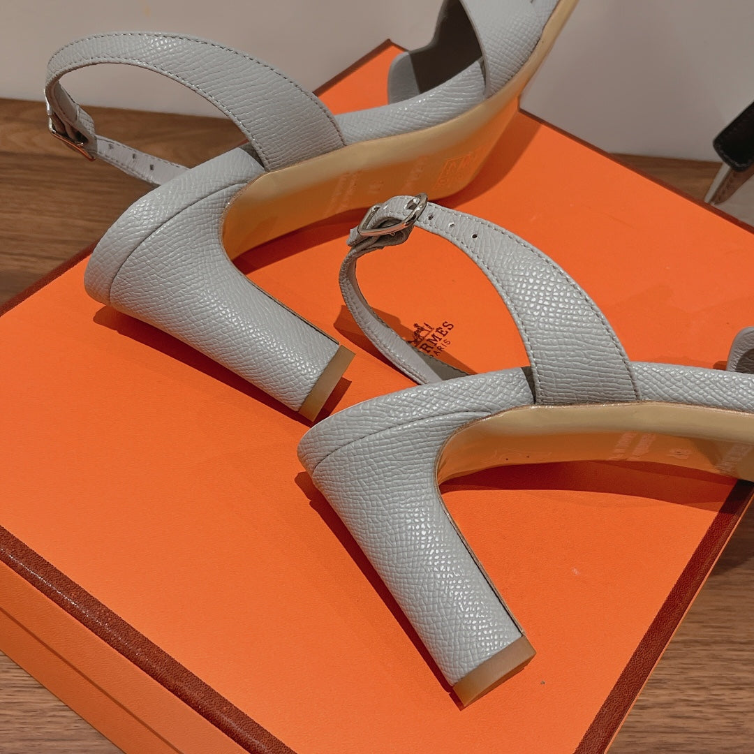 SLINGBACK SANDAL ETERNITE 75 CREAM GRAY LAMBSKIN - 35