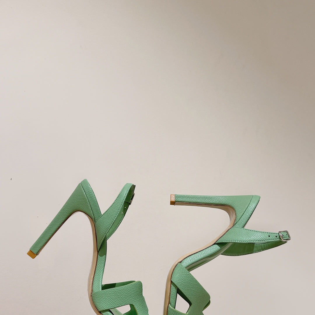 SLINGBACK SANDAL ETERNITE 105 EMERALD LAMBSKIN - 35
