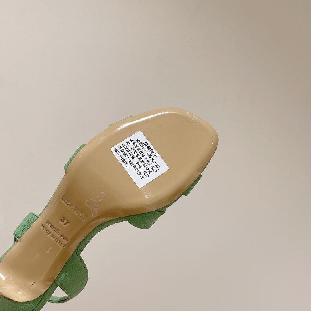 HOLY 75 SANDAL IN GREEN MINT GRAINED CALFSKIN - 35