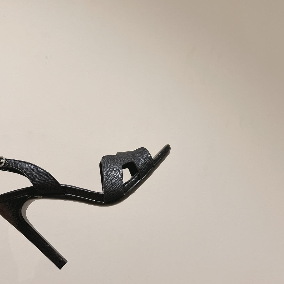 SLINGBACK SANDAL ETERNITE 105 BLACK LAMBSKIN - 35