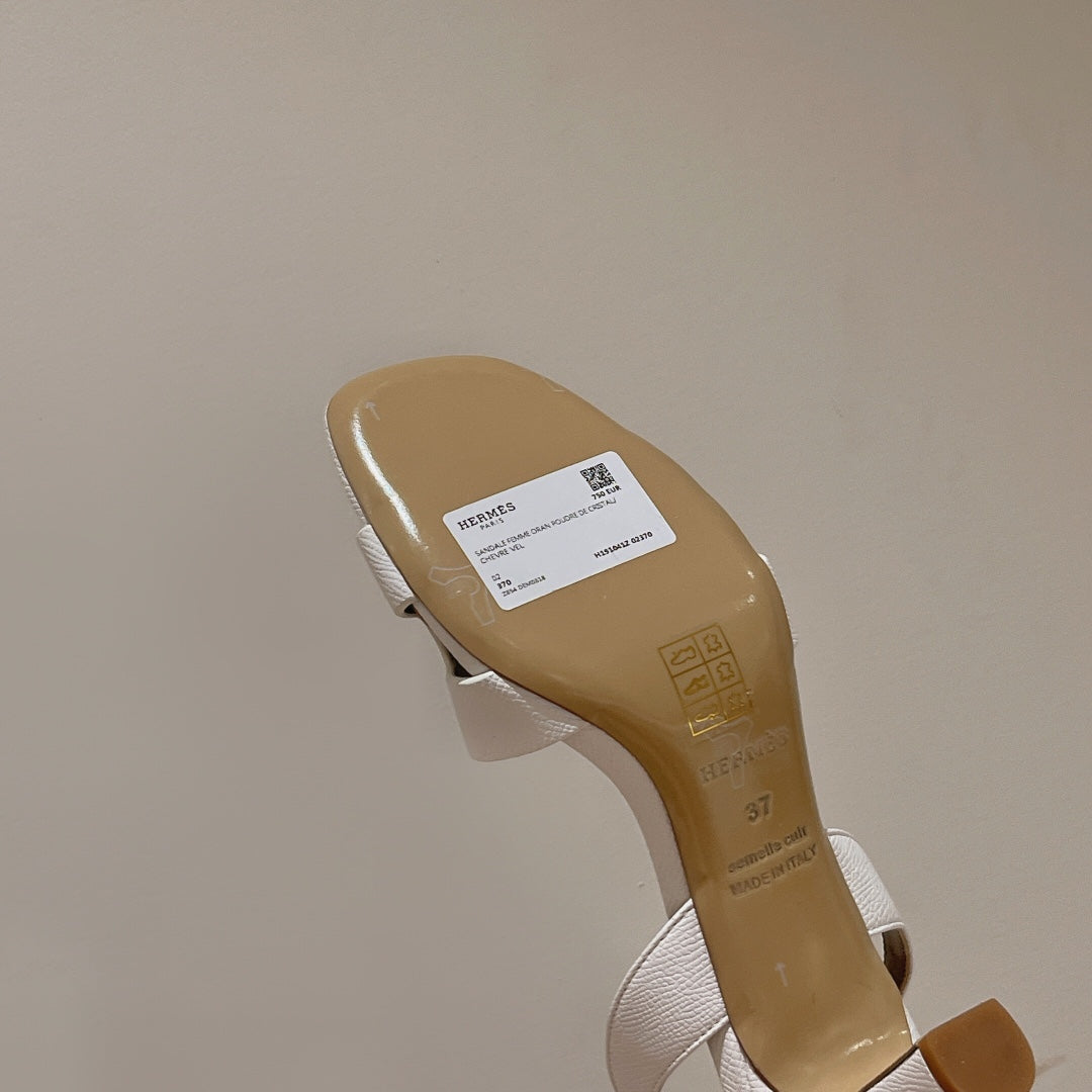 SLINGBACK SANDAL ETERNITE 75 WHITE MIX LIGHT BROWN LAMBSKIN - 35