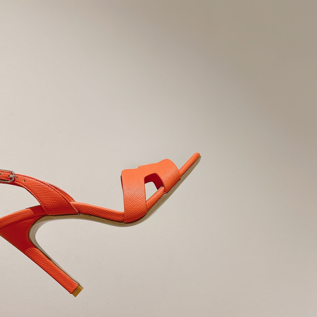 SLINGBACK SANDAL ETERNITE 105 ORANGE LAMBSKIN - 35