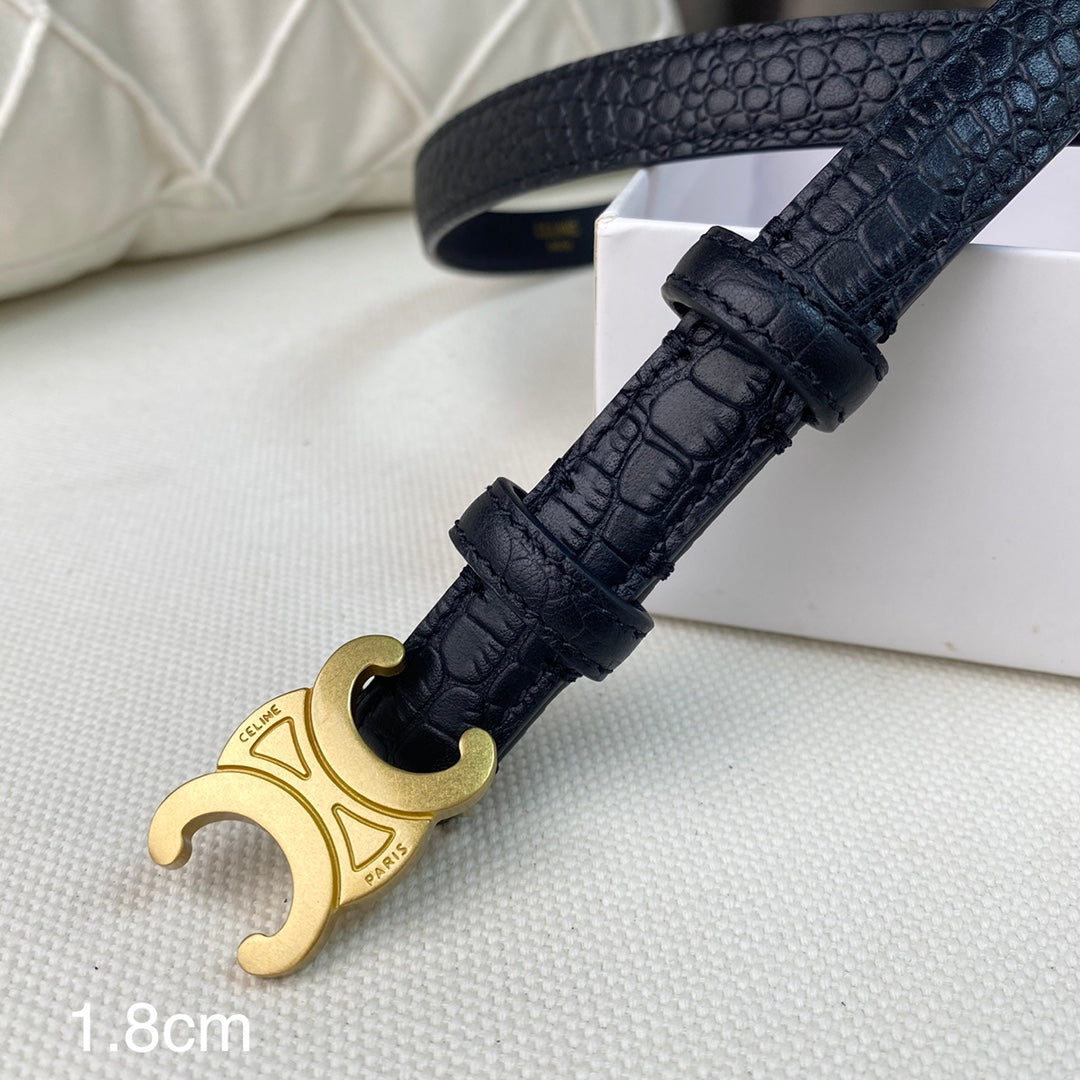 CL Belt 18mm Black Crocodile Embossed Calfskin Ghw - 30