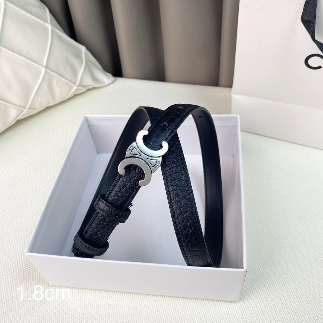 CL Belt 18mm Black Crocodile Embossed Calfskin Shw - 30