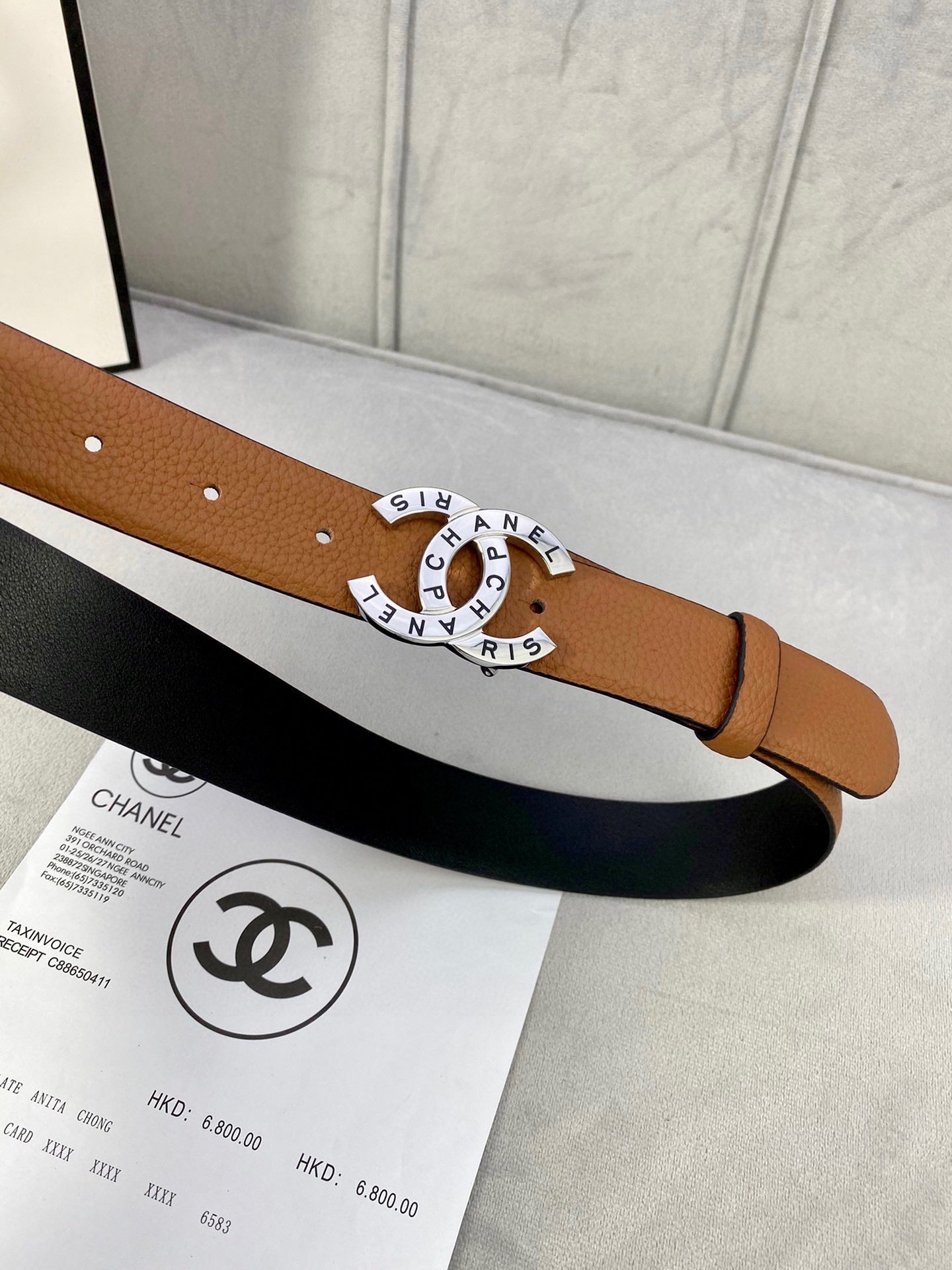 CC 30MM BELT IN BRONZE BROWN SMOOTH CALFSKIN WITH SILVER HARDWARE - 30