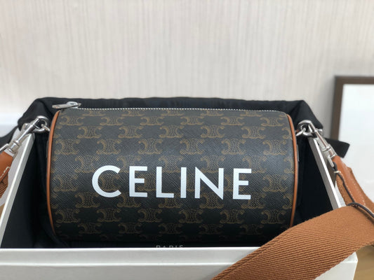 CYLINDRICAL 22 BAG BLACK PATTERN COWHIDE
