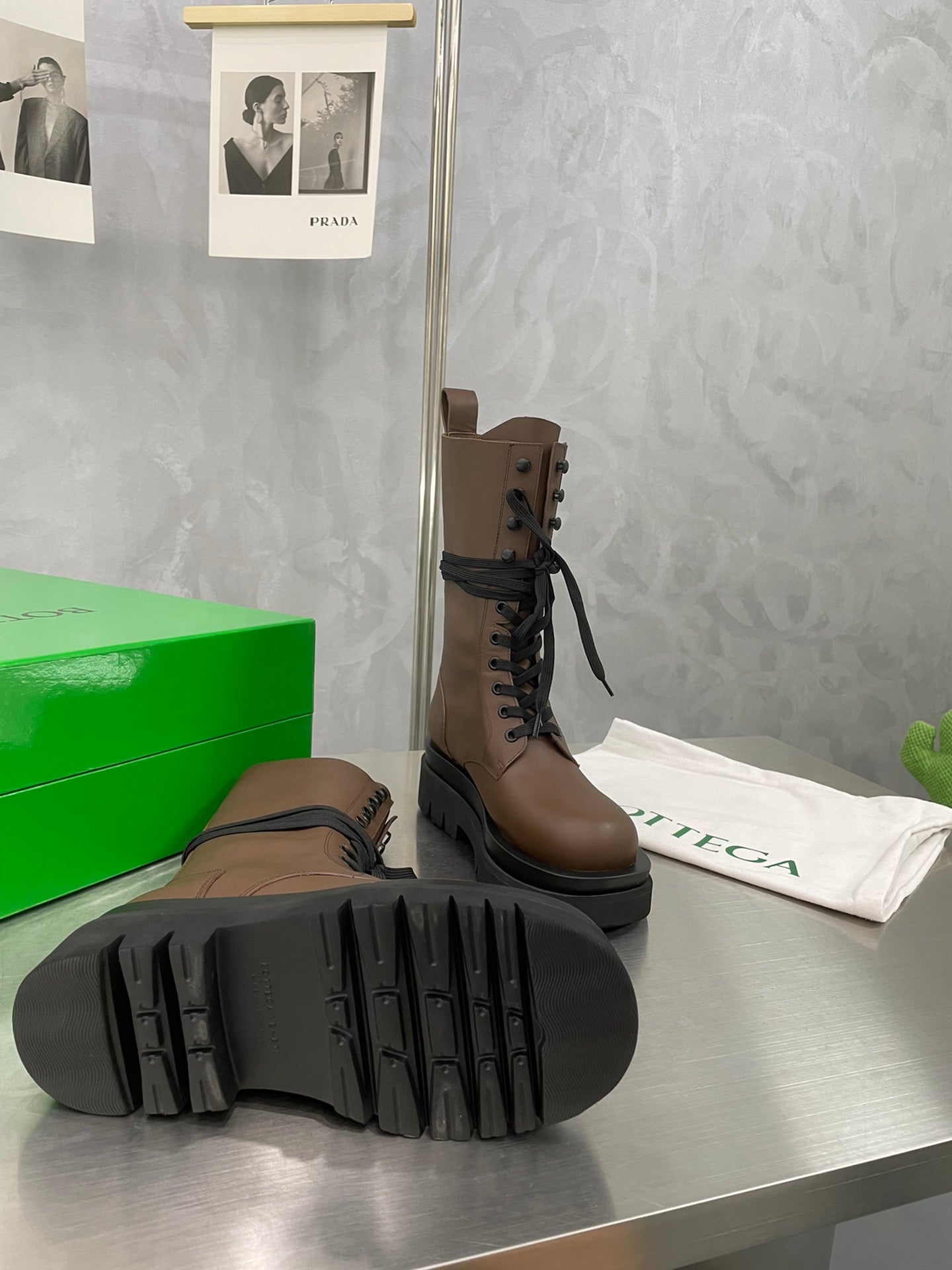 LUG LACE-UP BOOT IN CHOCOLATE BROWN CALFSKIN 7 CM - 34