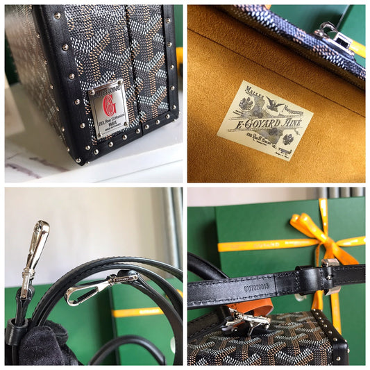 СУМКА GRAND HÔTEL TRUNK BAG 24 З ЧОРНОГО ПОЛОТНА GOYARDINE ТА ТЕЛЯЧОЇ ШКІРИ
