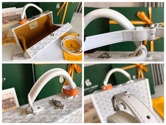 СУМКА GRAND HÔTEL TRUNK BAG 24 З БІЛОГО ПОЛОТНА GOYARDINE ТА ТЕЛЯЧОЇ ШКІРИ