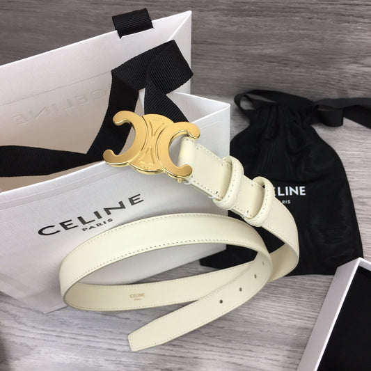 CL MEDIUM 25 MM TRIOMPHE BELT IN WHITE LEATHER GOLD HARDWARE - 30