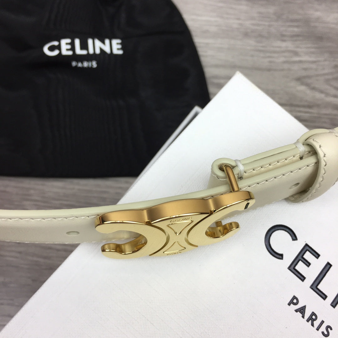 CL MEDIUM 25 MM TRIOMPHE BELT IN WHITE LEATHER GOLD HARDWARE - 30