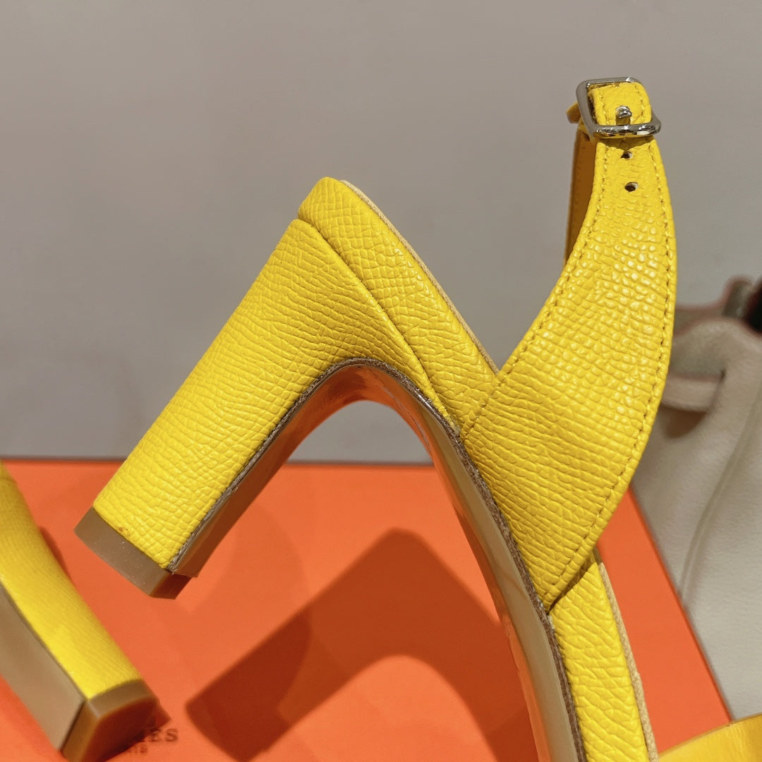 HOLY 75 SANDAL IN BRIGHT YELLOW GRAINED CALFSKIN - 35