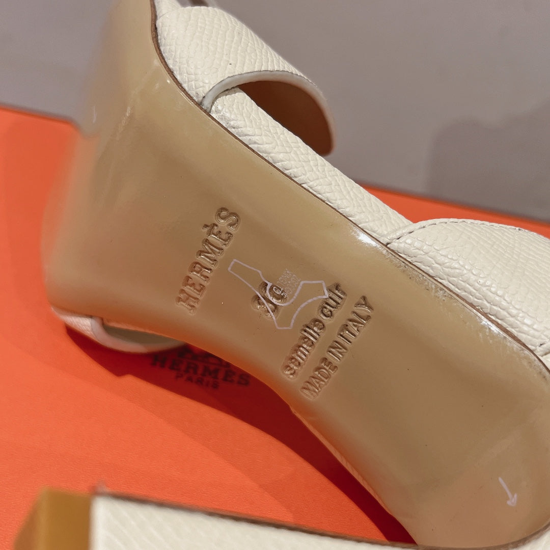 HOLY 105 SANDAL IN WHITE CREAM GRAINED CALFSKIN - 35