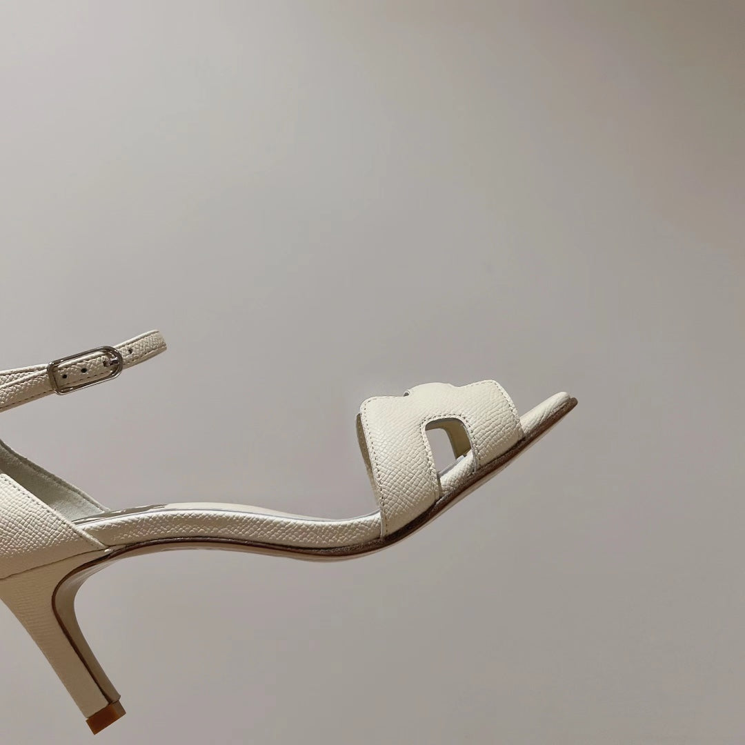 PREMIERE 70 SANDAL IN WHITE CREAM GRAINED CALFSKIN - 35