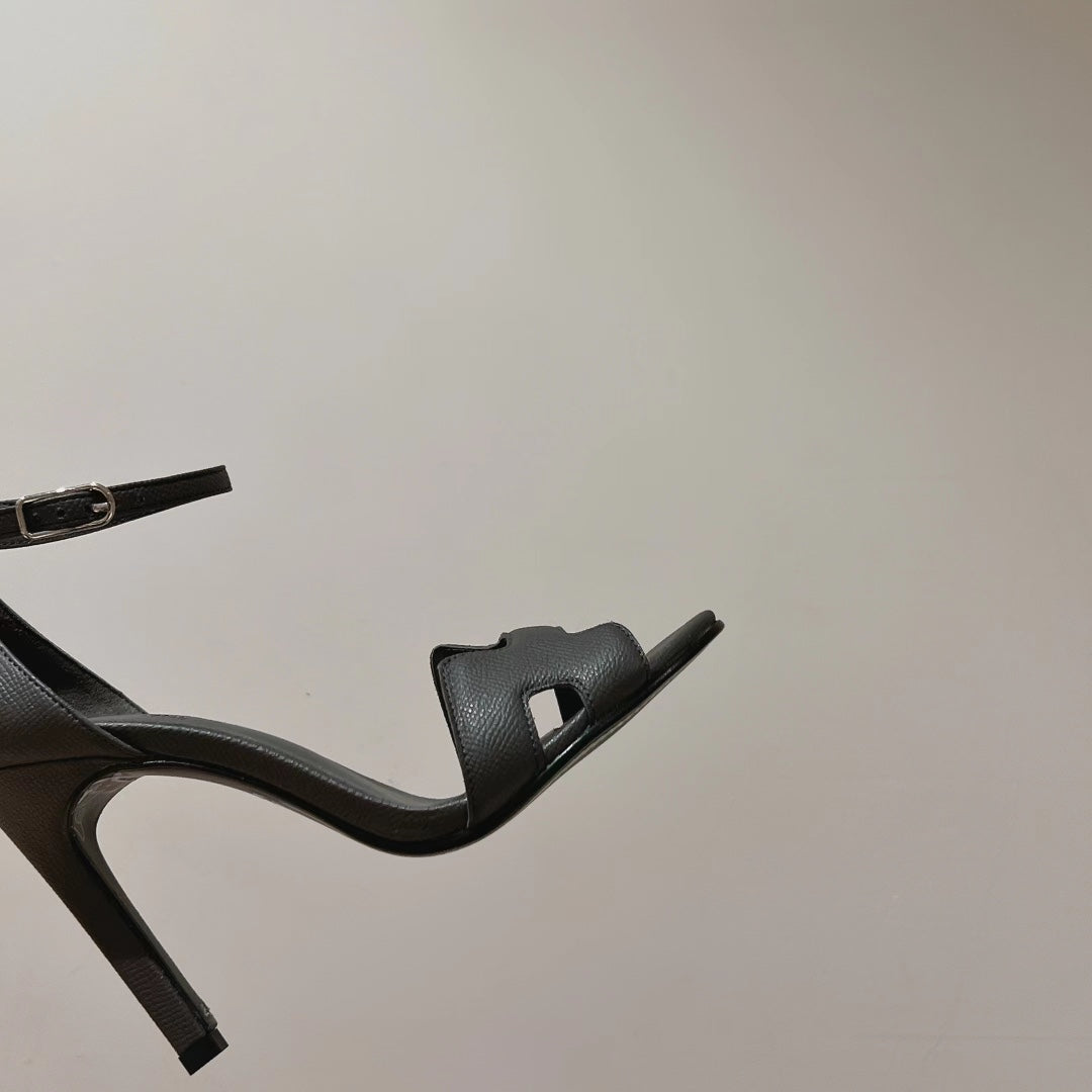 PREMIERE 115 SANDAL IN DARK GRAY CALFSKIN - 35