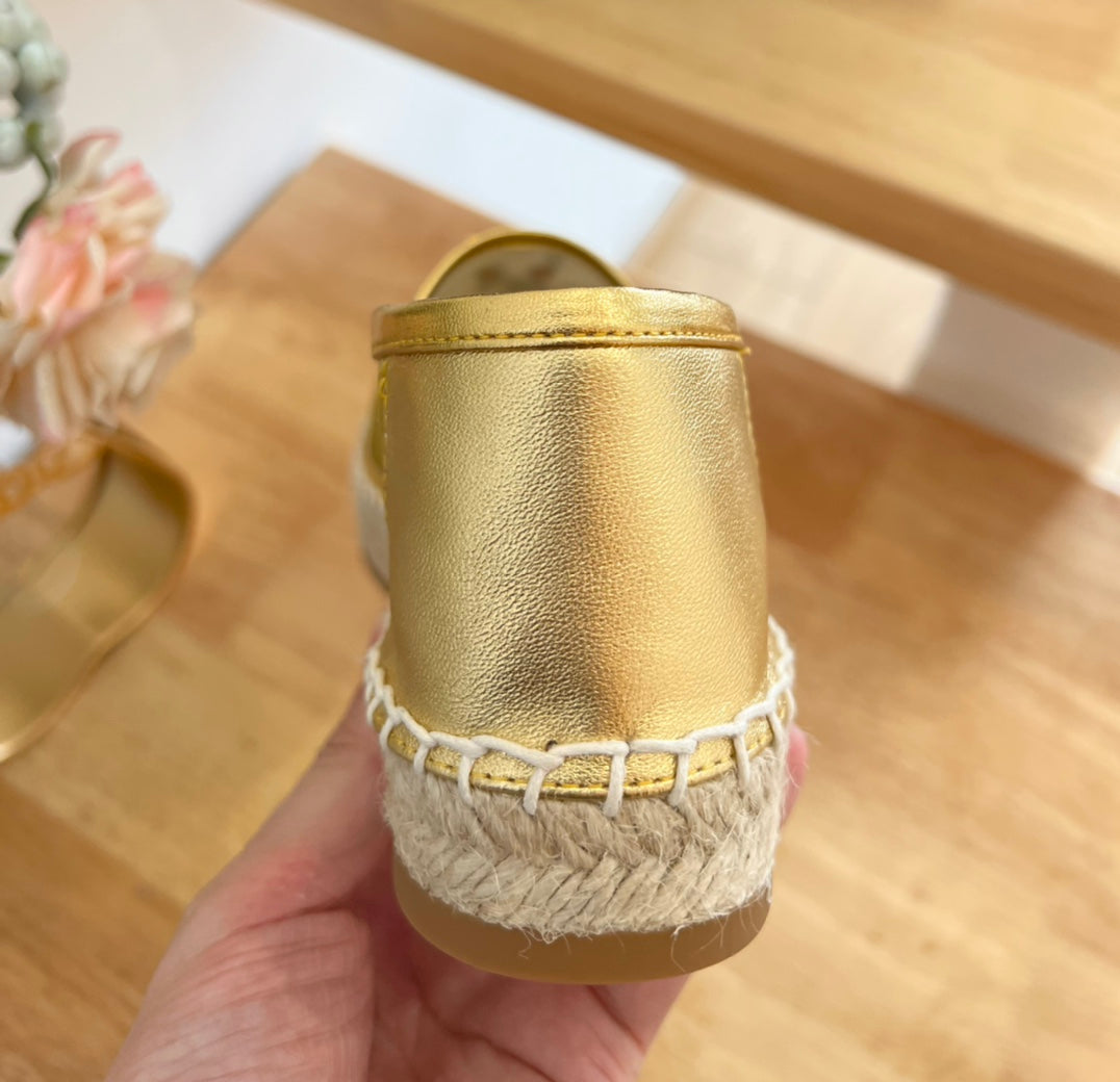 SL YVES LOGO SLIP ON METALLIC GOLD CALFSKIN AND MESH - 35