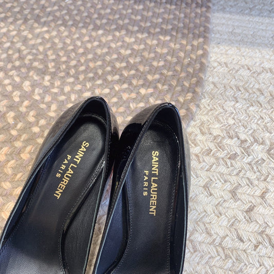 OPYUM RED HEEL PUMPS IN BLACK GLOSSY CALFSKIN - 34