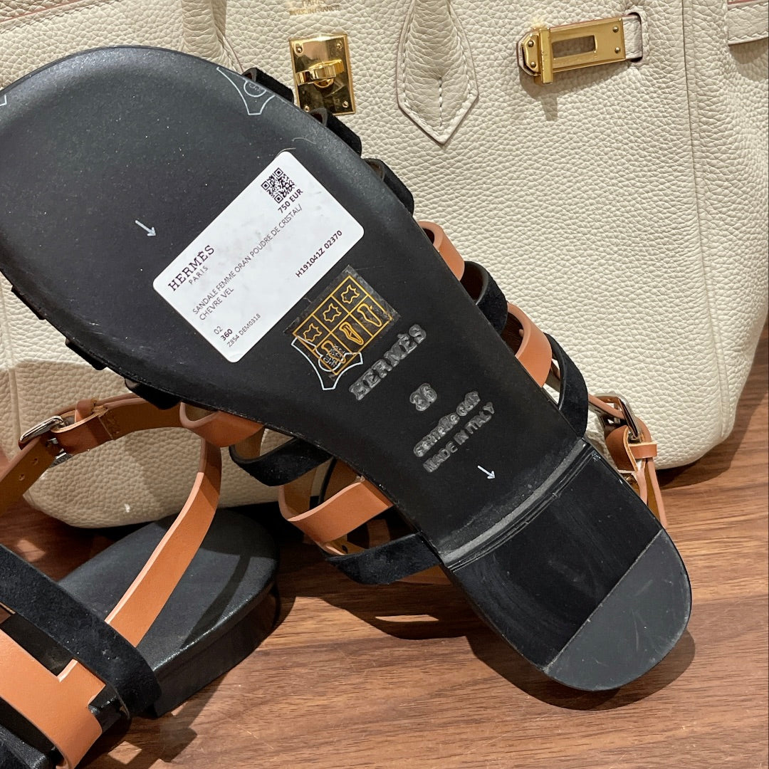 EPHESE SANDAL BLACK CALFSKIN - 35