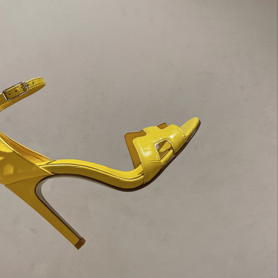 PREMIERE 115 SANDAL IN BRIGHT YELLOW CALFSKIN - 35