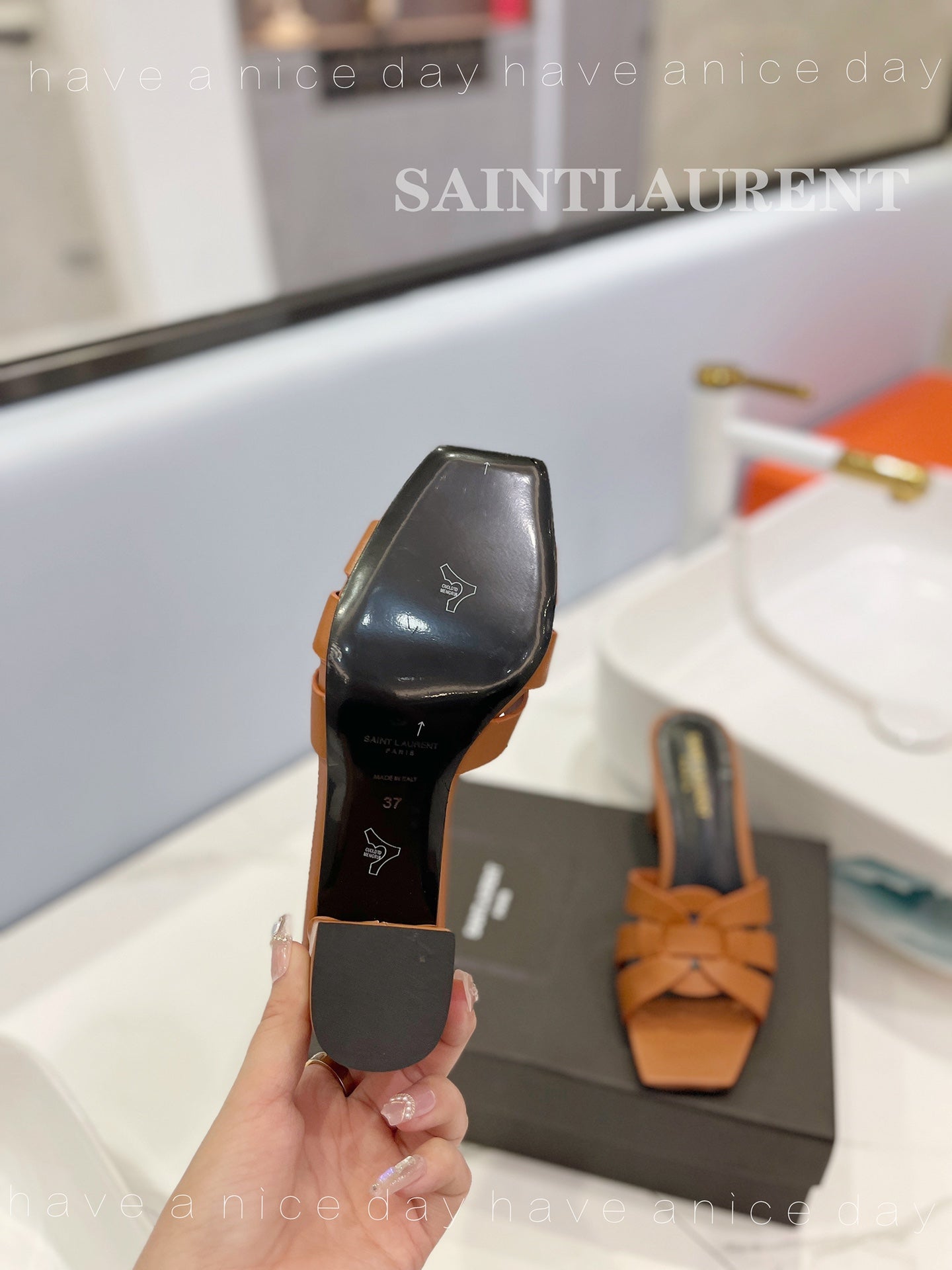 SL TRIBUTE MULES COPPER CALFSKIN - 34