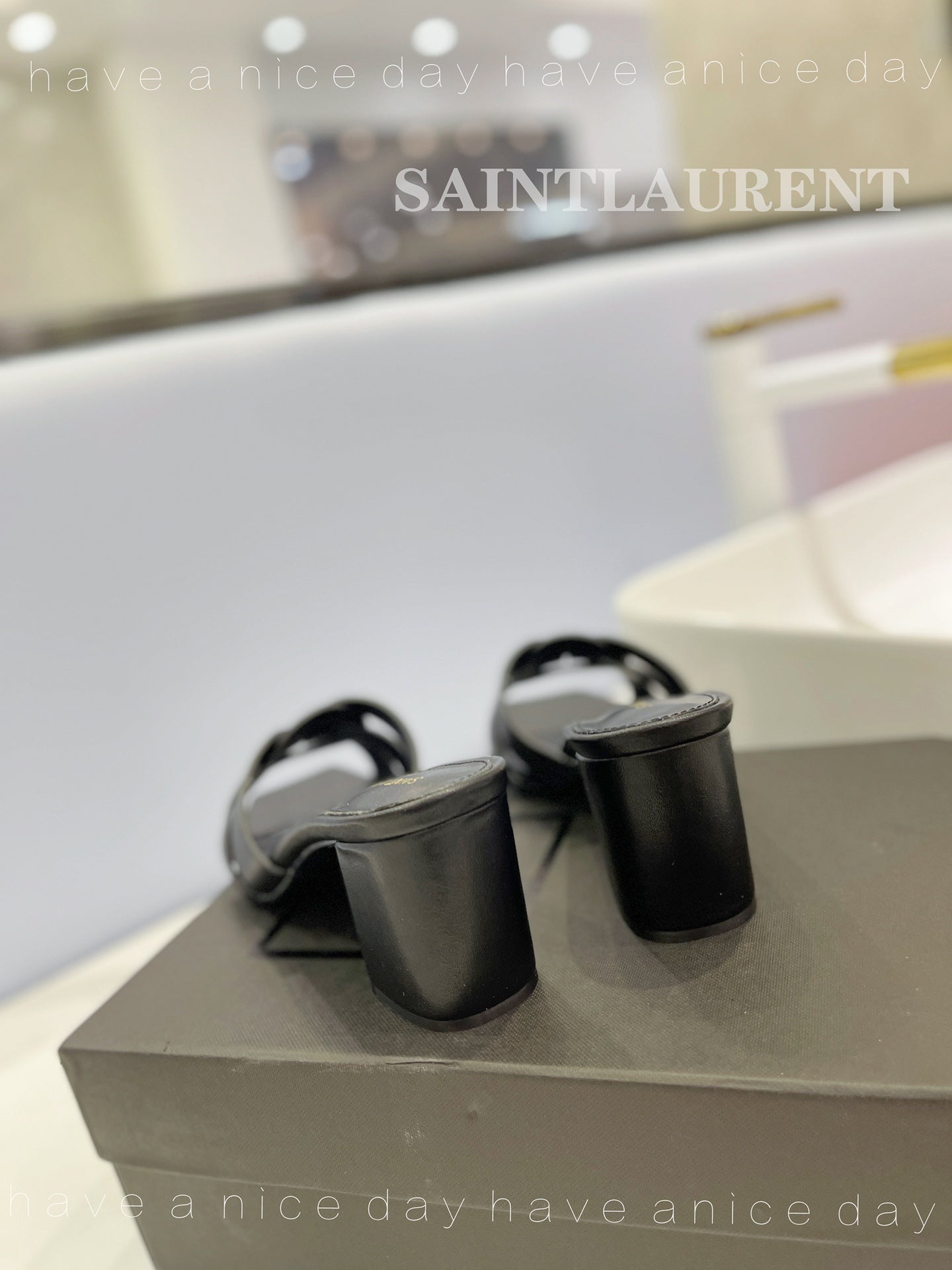 SL TRIBUTE MULES BLACK CALFSKIN - 34