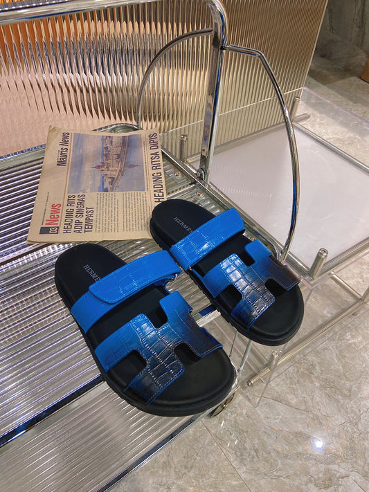 ШІПРОВІ САНДАЛІ OMBRE BLACK COBALT З ТЕЛЯЧОЇ ШКІРИ - 34