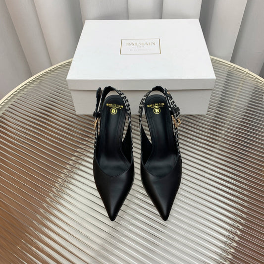 BALMAIN 25S ТУФЛІ-СЛІНГБЕКИ 95 ММ З ЧОРНОЇ ТЕЛЯЧОЇ ШКІРИ - 35