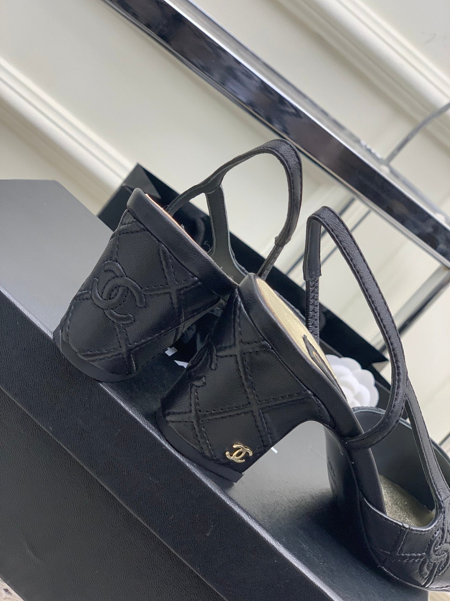 HIGH SLINGBACKS 65 BLACK CALFSKIN - 35