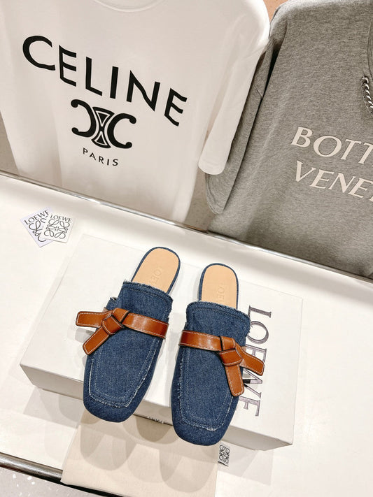 LW GATE BELTED MULE AEGEAN DENIM - 35