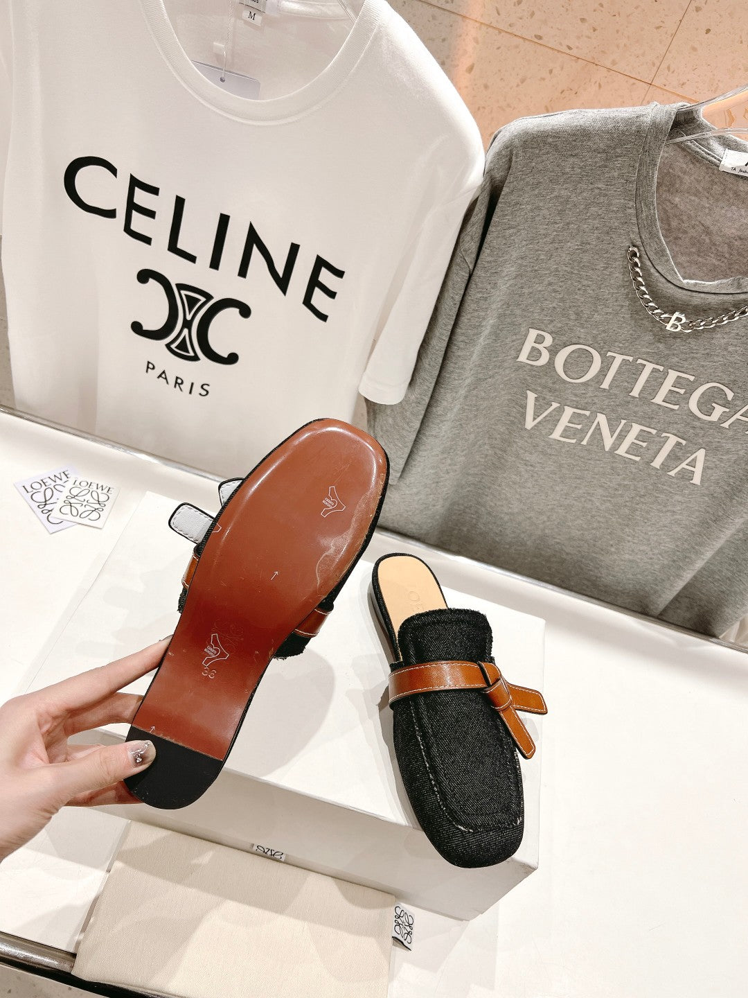 LW GATE BELTED MULE BLACK DENIM - 35