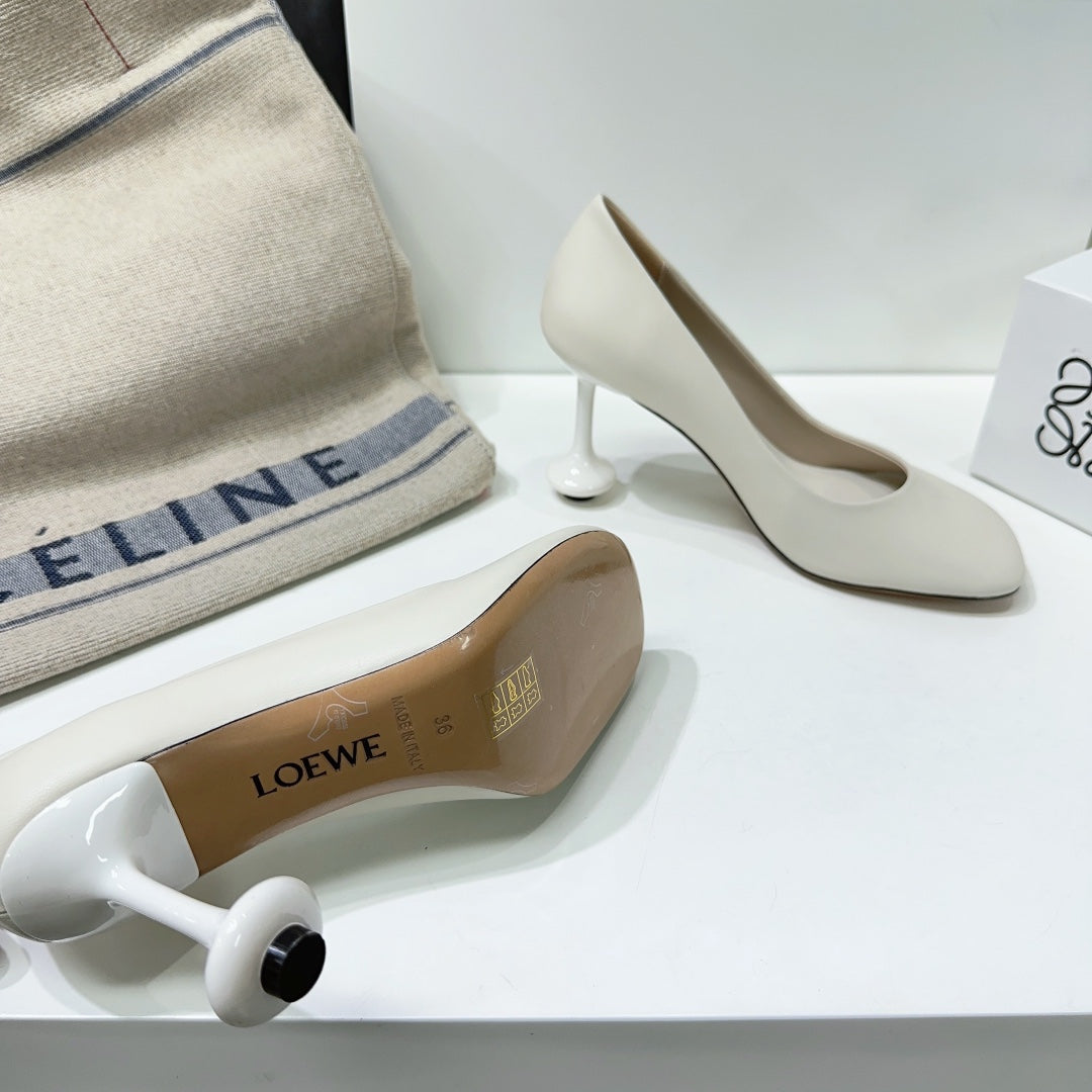 LW TOY PUMP 95 WHITE CALFSKIN - 35