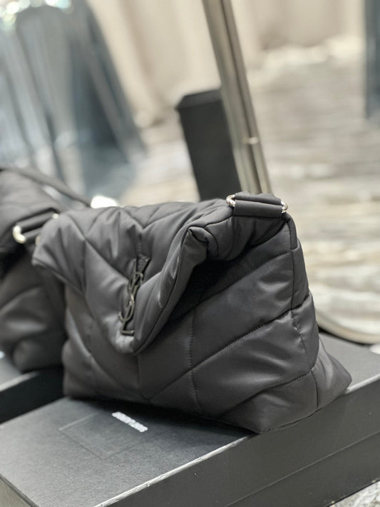 СУМКА PUFFER ВЕЛИКА 34 З ТЕМНО-СІРОГО НЕЙЛОНУ