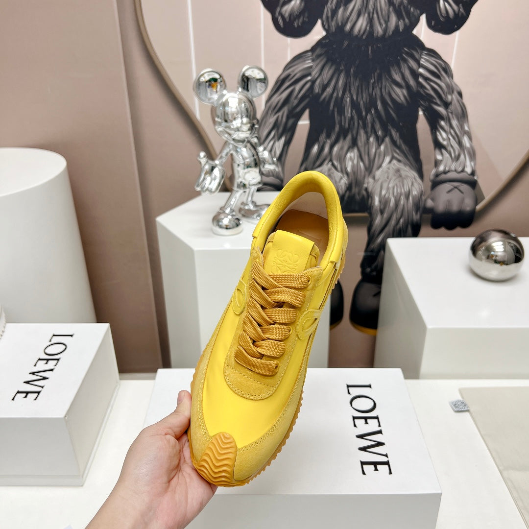 FLOW RUNNER SNEAKER IN SUN YELLOW SUEDE AND SHEEPSKIN - 35
